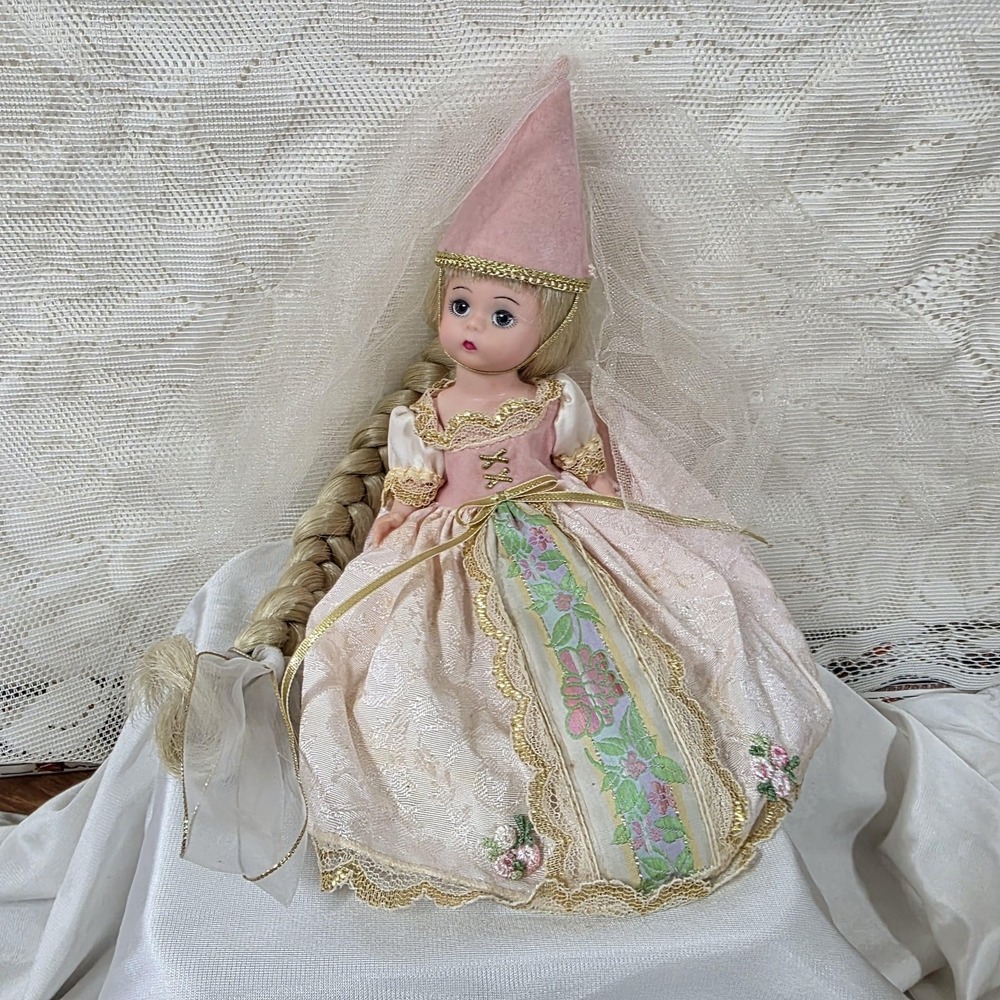 Vintage Madame Alexander Rapunzel 8 In Princess Doll Pink Gown Hat Veil Blonde